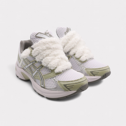 GEL-1130 Dried Leaf Green - Fluffy Laces White